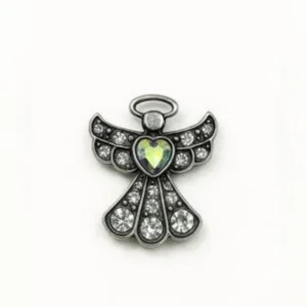 Vintage Silver Angel Brooch with Crystals ????